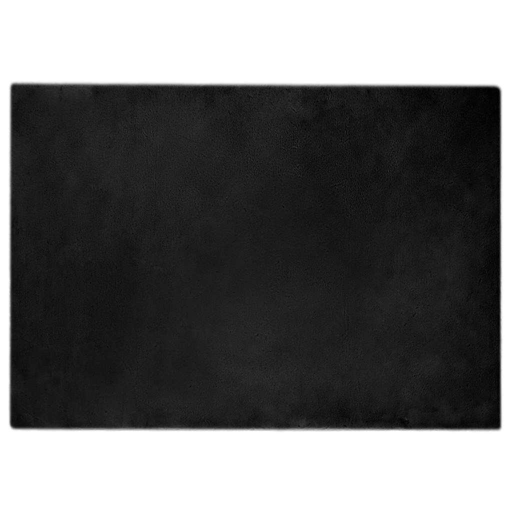 Faux Kanin Pels Tæppe Sort 140 x 200 cm Polyester