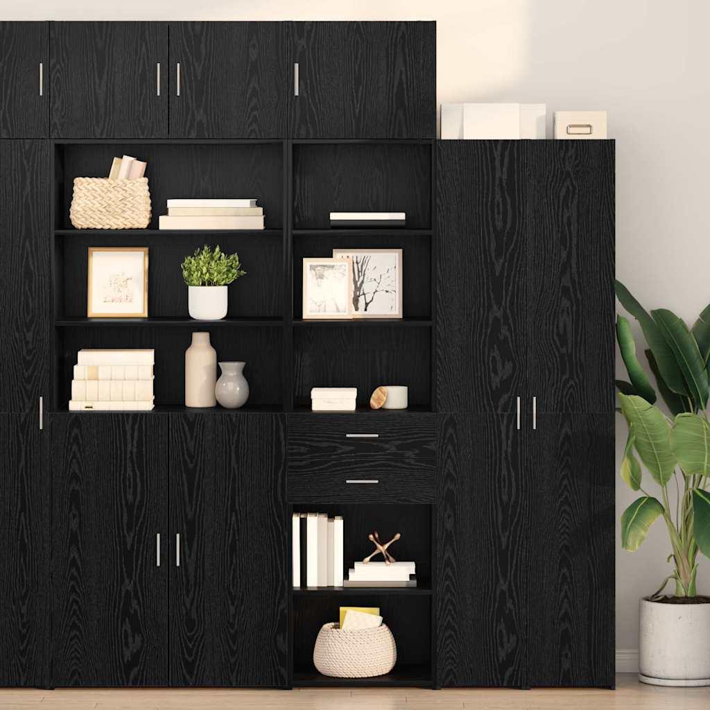 Highboard med skuffe Sort eg 50 x 42,5 x 225 cm Konstrueret træ