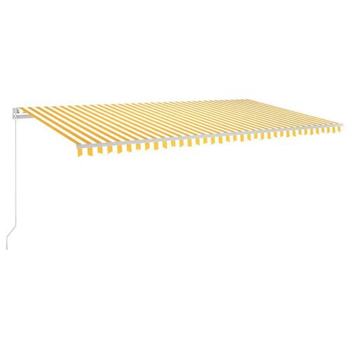 Markise m. LED + vindsensor 600x350 cm automatisk gul og hvid