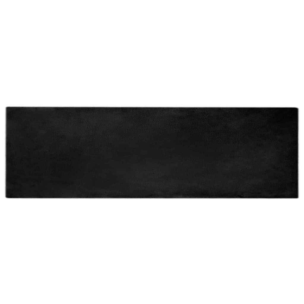 Faux Kanin Pels Tæppe Sort 80 x 250 cm Polyester