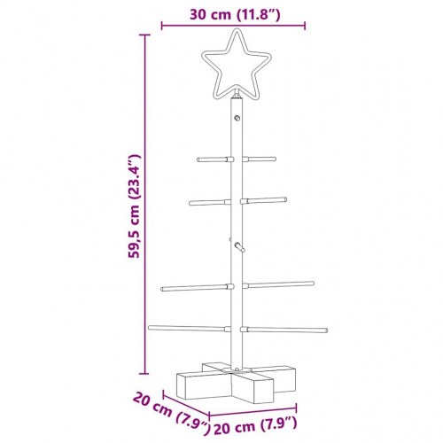 Metal juletræ med stativ - sort 59,5 cm i pulverlakeret stål