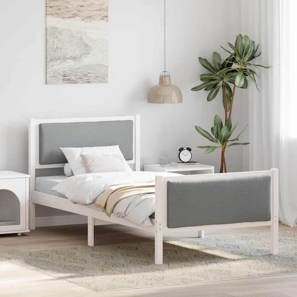 Sengestel med hovedgærde Lysegrå 90 x 190 cm Stof