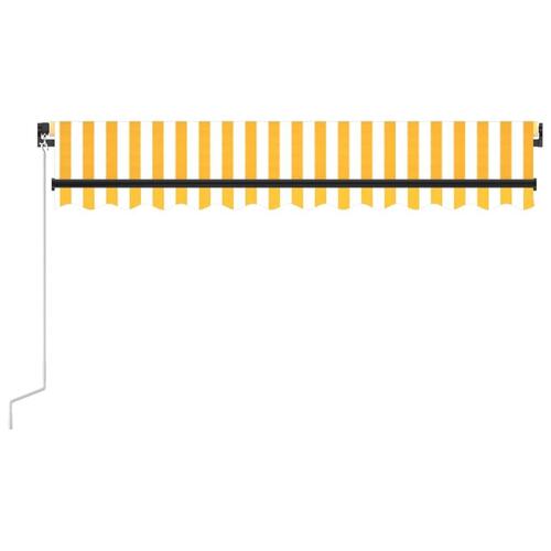 Markise m. LED-lys 350x250 cm manuel betjening gul og hvid
