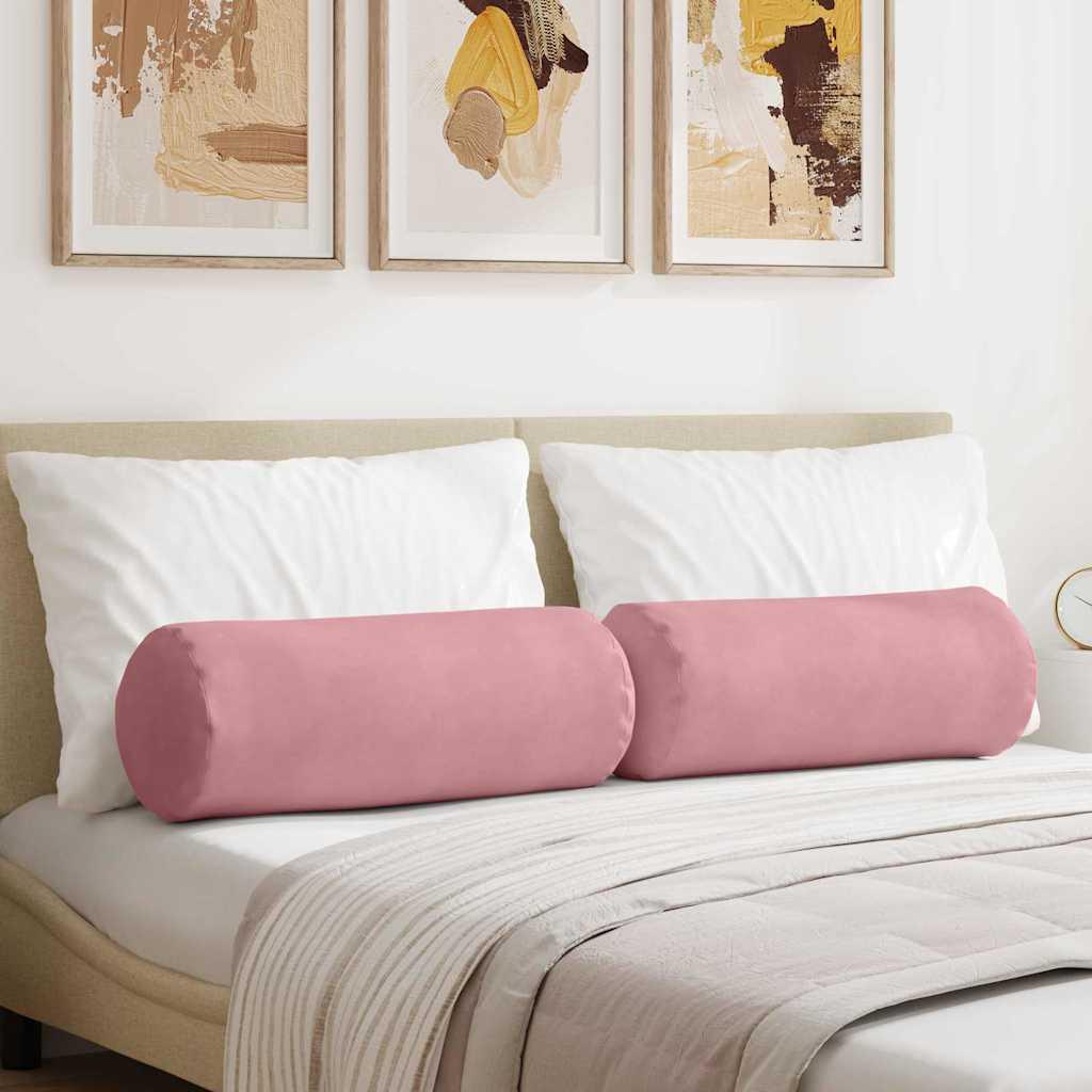 Bolsterpuder 2 stk - lyserød Ø 25 × 70 cm i velour billede