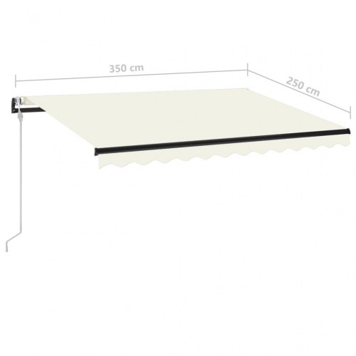 Automatisk markise med LED og vindsensor - creme, 350 x 250 cm