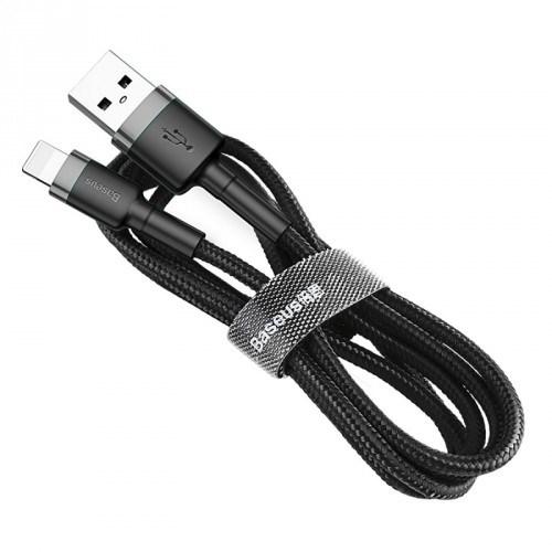 Lightning kabel Baseus Cafule 1 m - sort/grå billede
