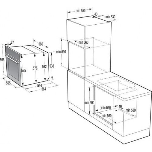 Indbygningsovn Gorenje BO6737E02BG - 77 l, sort