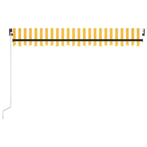 Markise m. LED-lys 450x300 cm manuel betjening gul og hvid