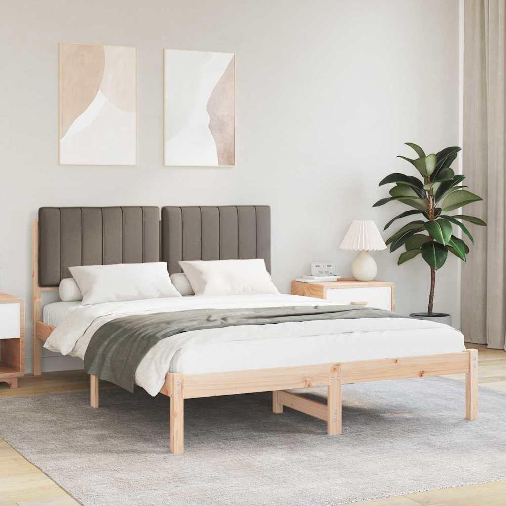 Sengestel med Polstret Hovedgavl Gråbrun 140 x 200 cm
