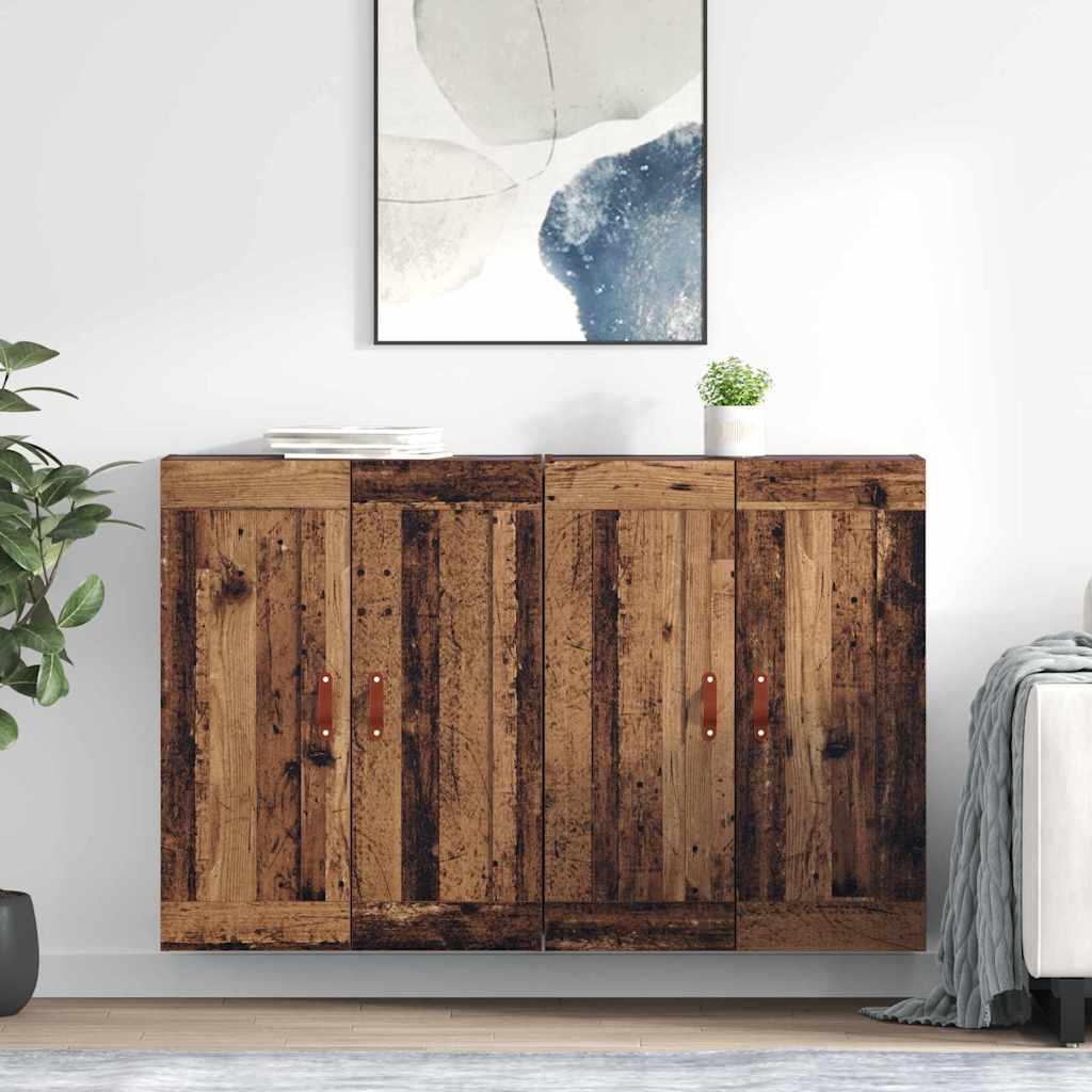 Væghængte Skabe Vægmonteret 2 stk Gammelt træ 69,5 x 34 x 90 cm