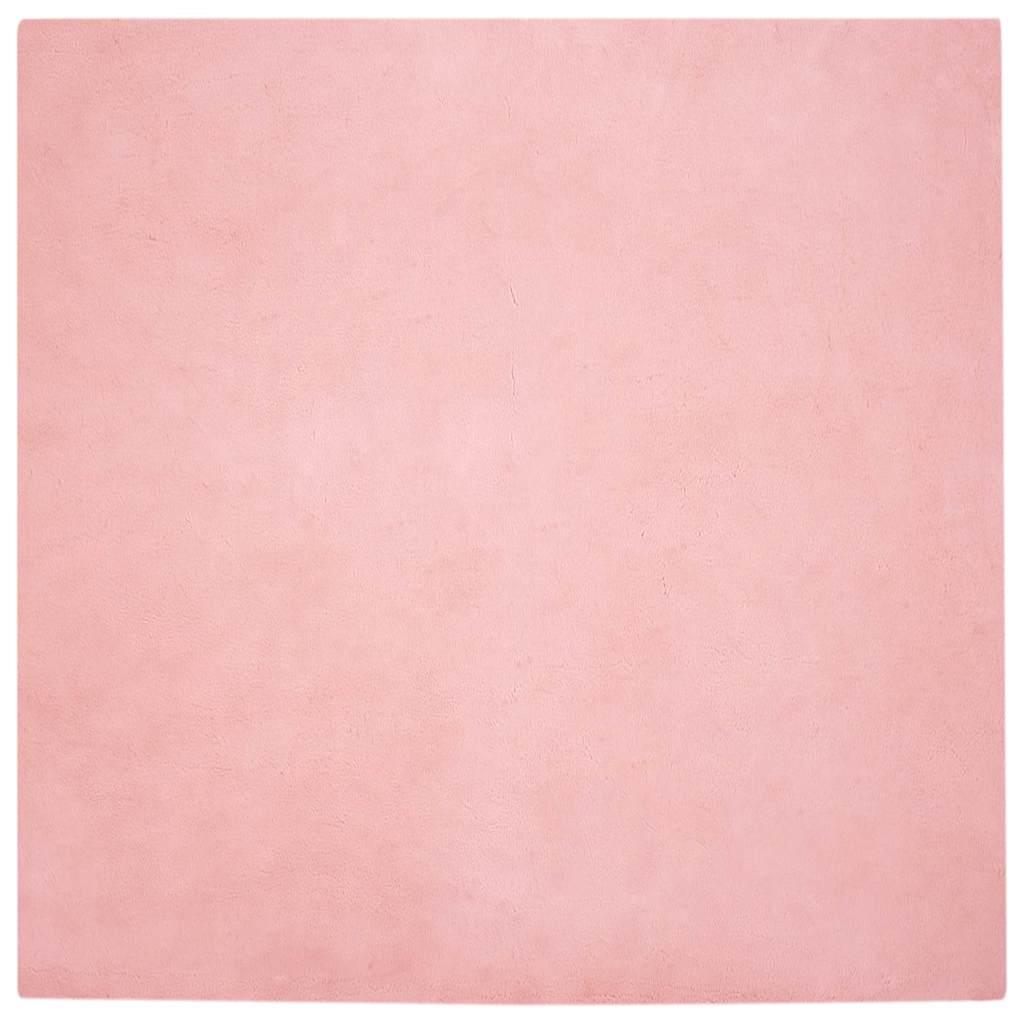 Faux Kanin Pels Tæppe Lyserød 160 x 160 cm Polyester