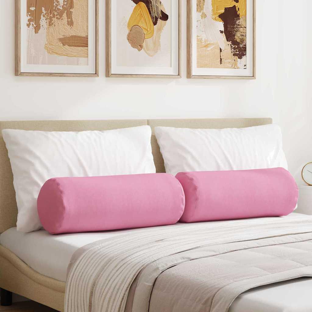 Bolsterpuder - 2 stk i lyserød, Ø 25 × 70 cm, stof billede