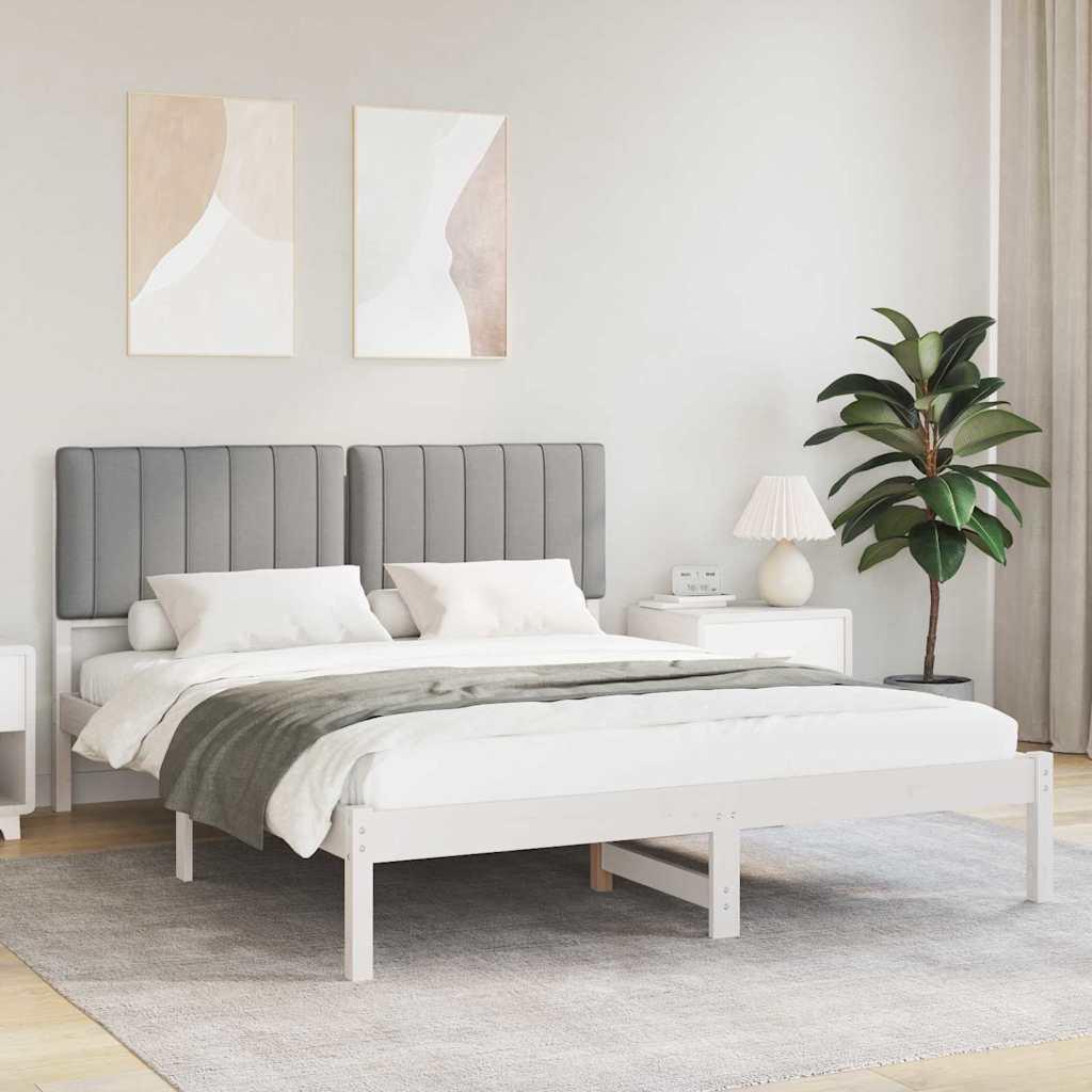 Sengestel med polstret hovedgavl - lysegrå, 150 x 200 cm