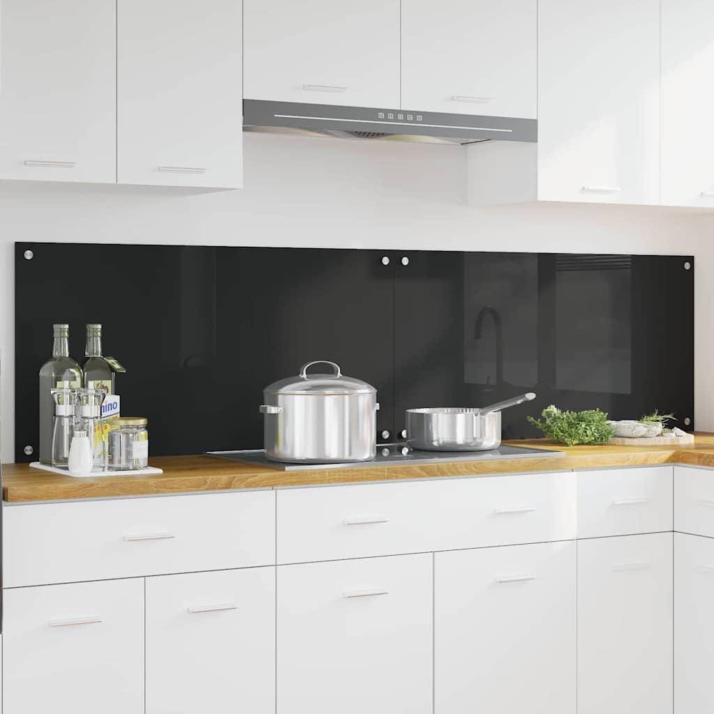 Køkken bagvæg Sort 100 x 50 cm hærdet glas