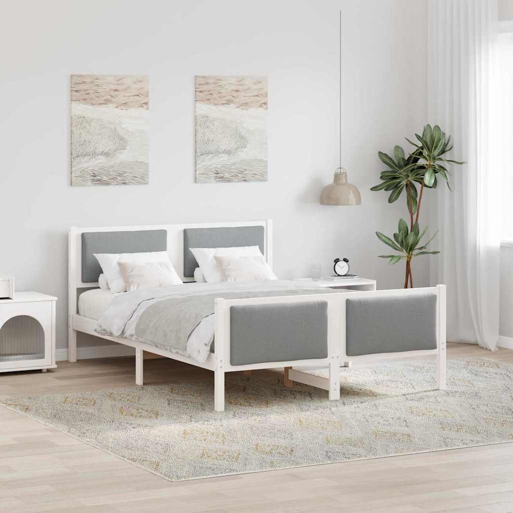 Sengestel med hovedgærde Lysegrå 140 x 200 cm Stof