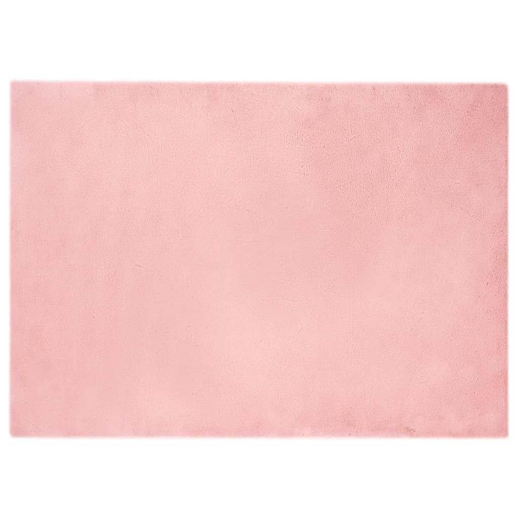 Faux Kanin Pels Tæppe Lyserød 200 x 280 cm Polyester