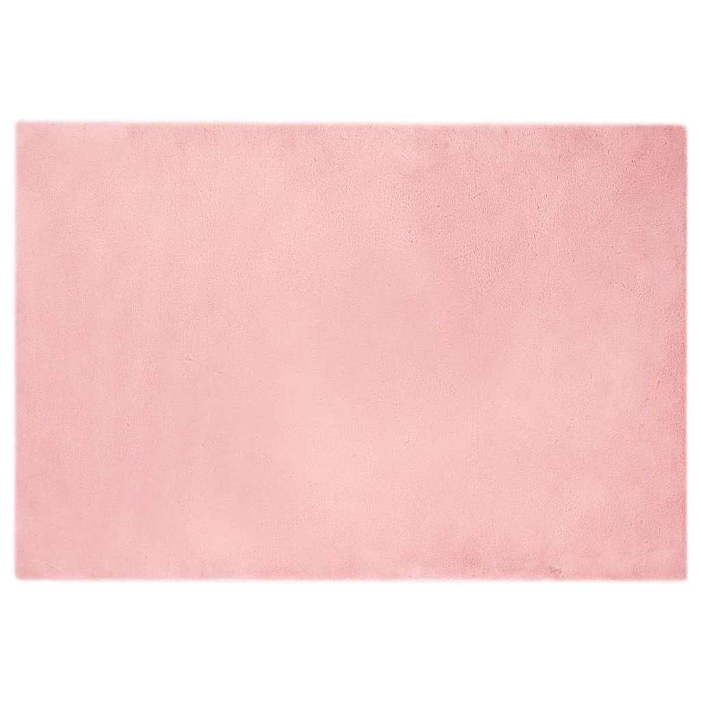 Faux Kanin Pels Tæppe Lyserød 120 x 170 cm Polyester