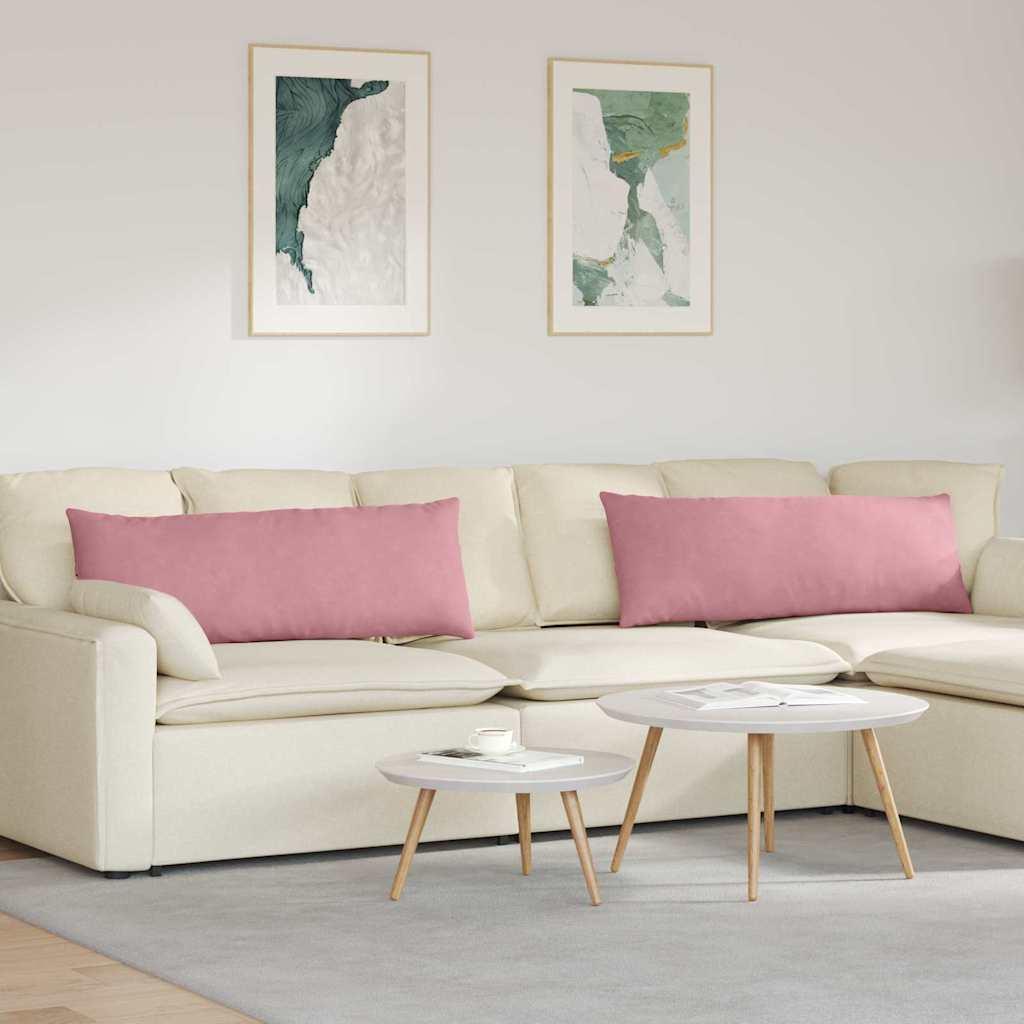 Sofapuder 2 Dele 60 X 40 Cm Velourstof - Lyserød / 40 x 120 cm