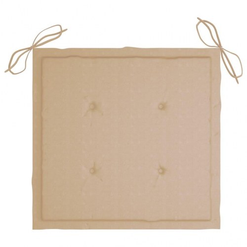 Foldbare havestole i massivt teak med beige hynder - 4 stk.