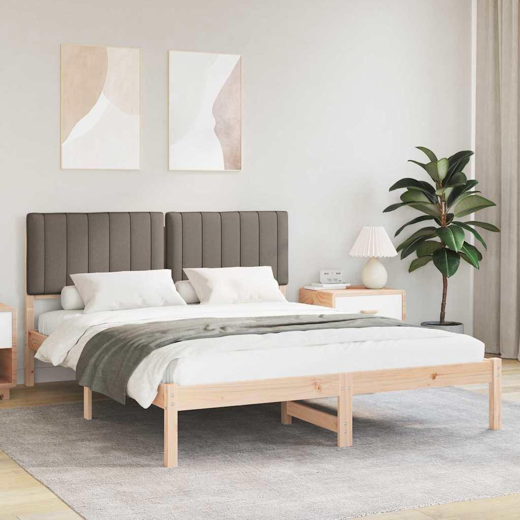 Sengestel med Polstret Hovedgavl Gråbrun 160 x 200 cm