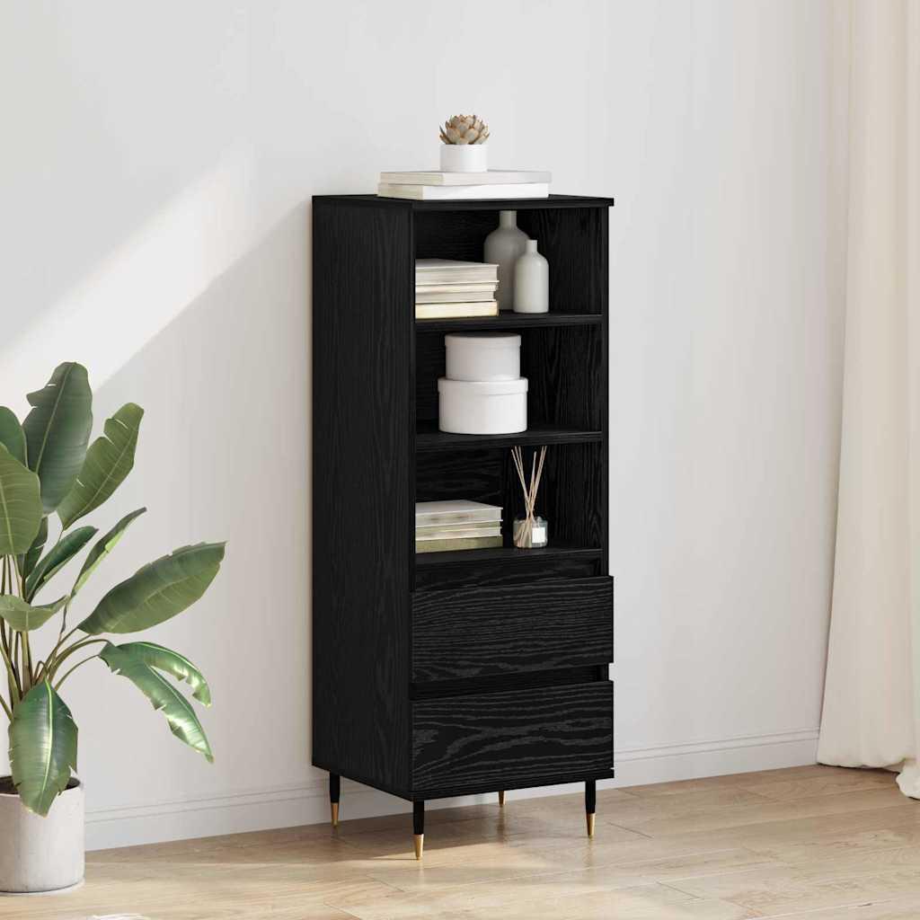 Highboard med skuffe Sort eg 40 x 36 x 110 cm Konstrueret træ