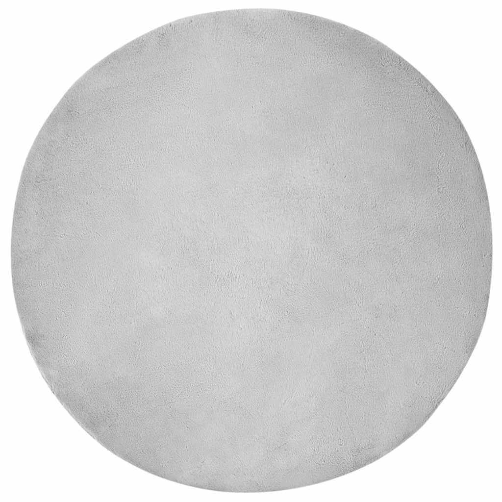 Faux Kanin Pels Tæppe Grå Ø 200 cm Polyester