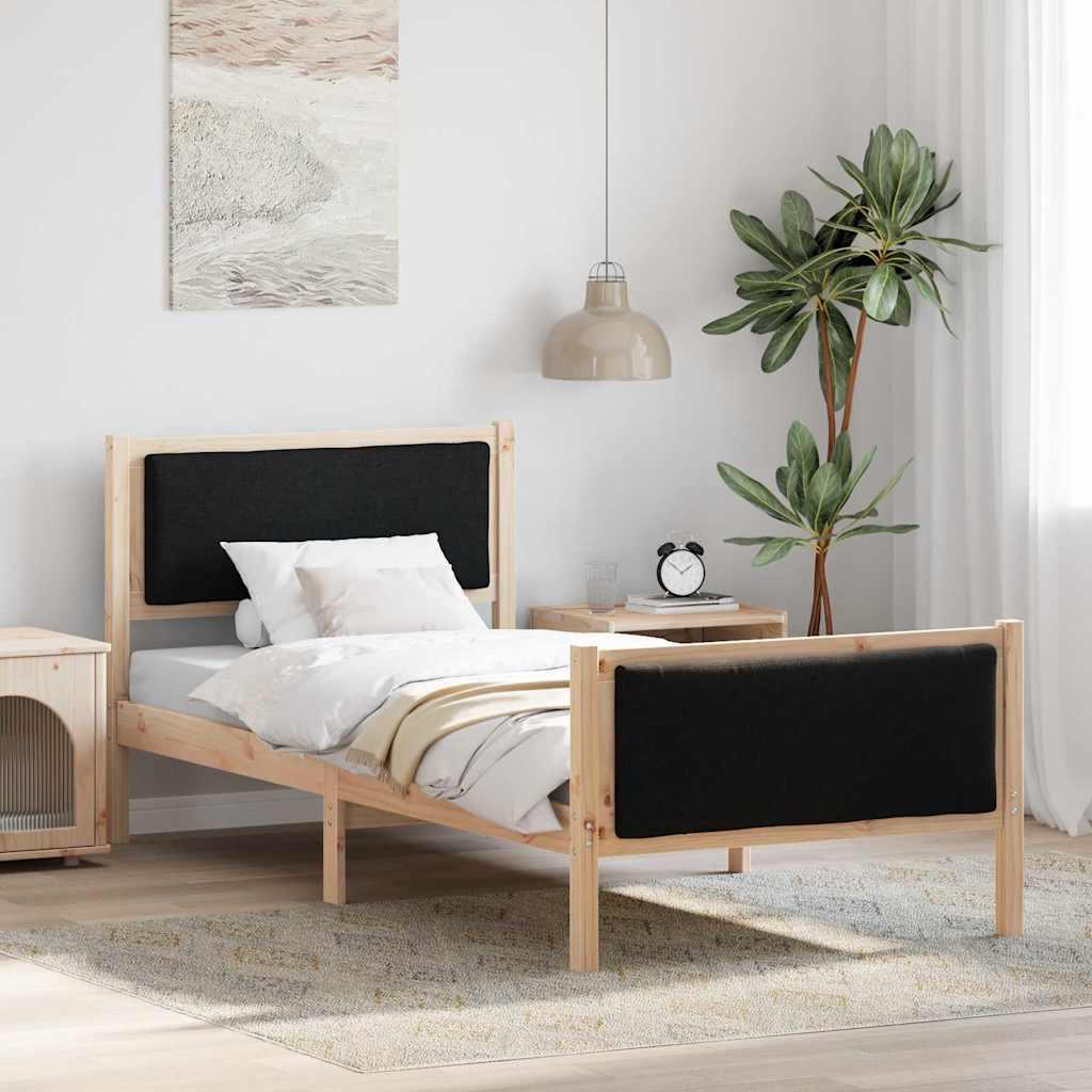 Sengestel med hovedgærde Sort 100 x 200 cm Stof