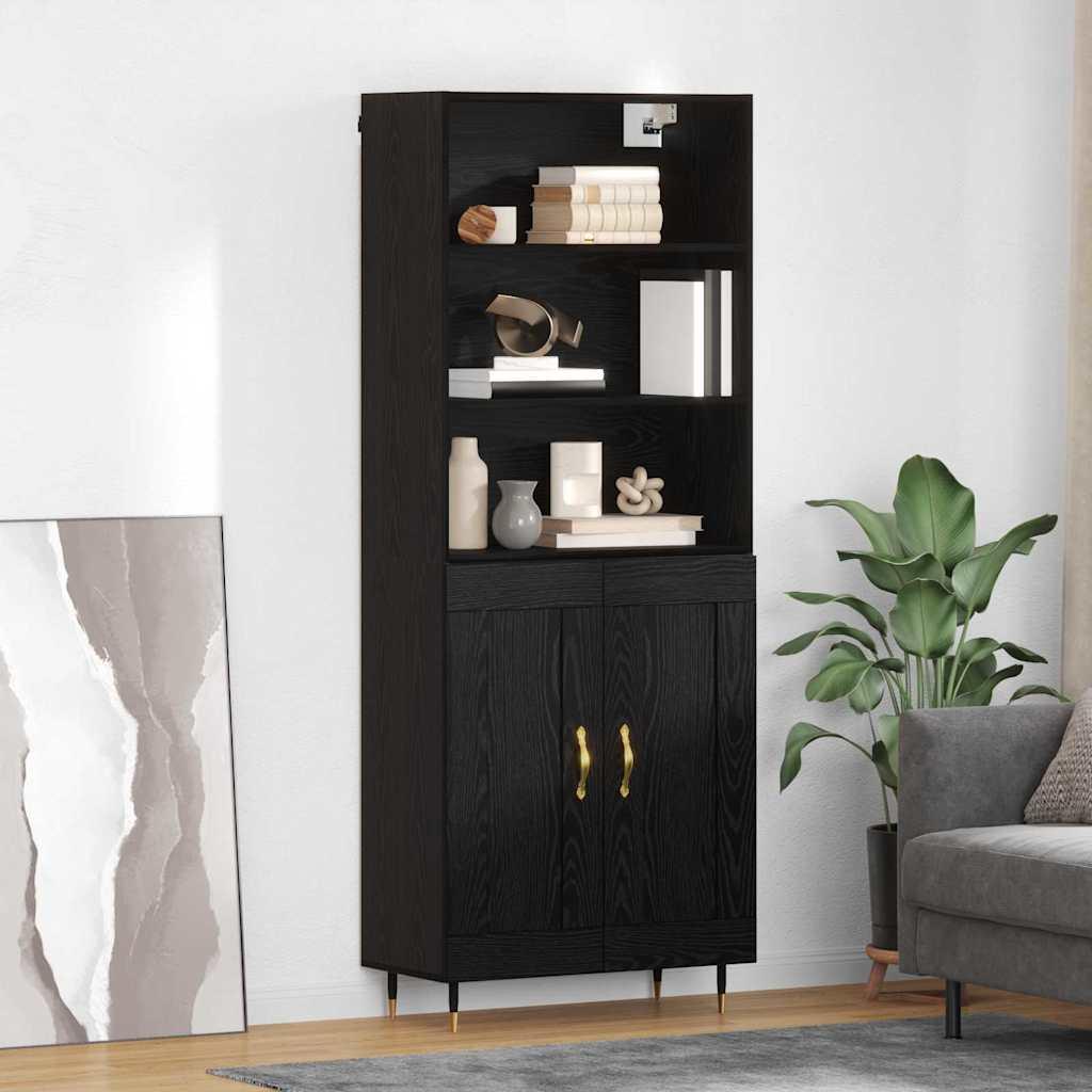 Highboard 2 stk Sort eg 69,5 x 34 x 180 cm Konstrueret træ