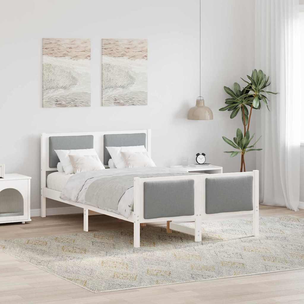 Sengestel med hovedgærde Lysegrå 120 x 190 cm Stof
