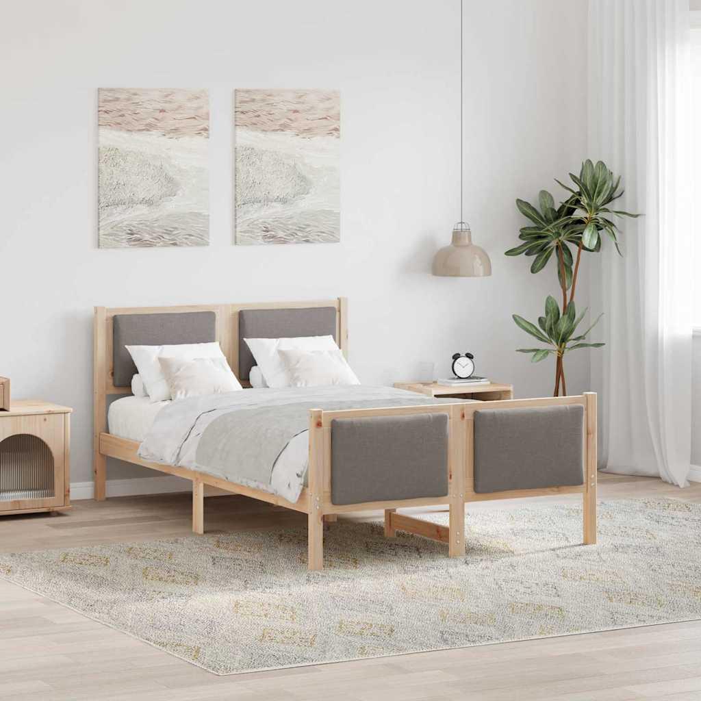 Sengestel med hovedgærde Gråbrun 120 x 190 cm Stof