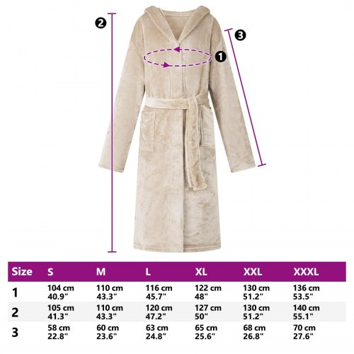 Badekåbe med hætte Beige l Flannel