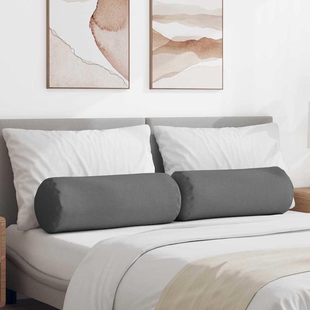 Bolsterpuder 2 Dele Mørkegrå Ø 25 X 70 Cm Stof