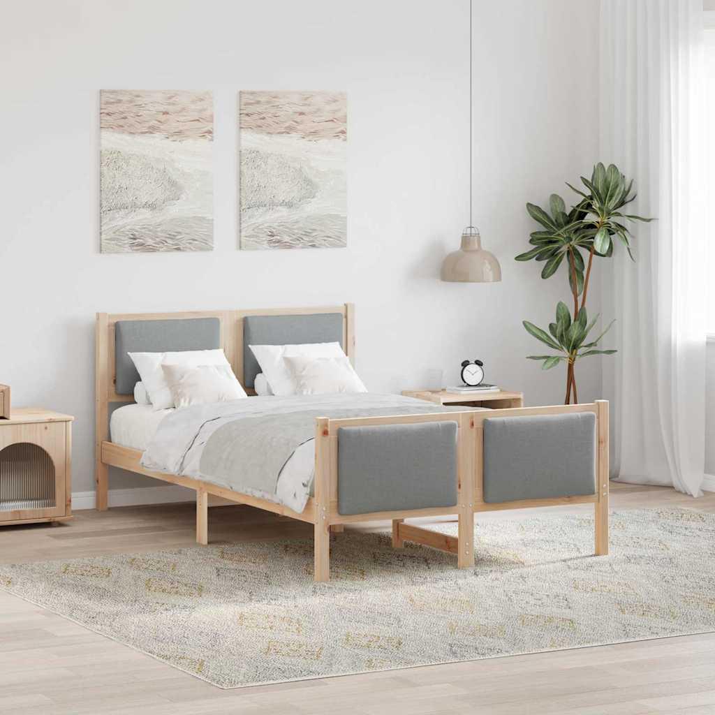 Sengestel med hovedgærde Lysegrå 120 x 190 cm Stof