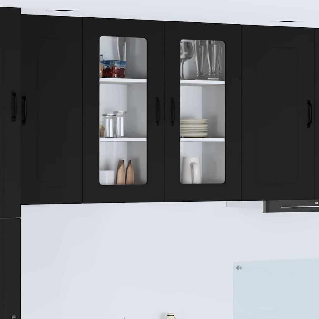 Vægskab til køkken 2 stk Sort 40 x 31 x 80 cm Konstrueret træ