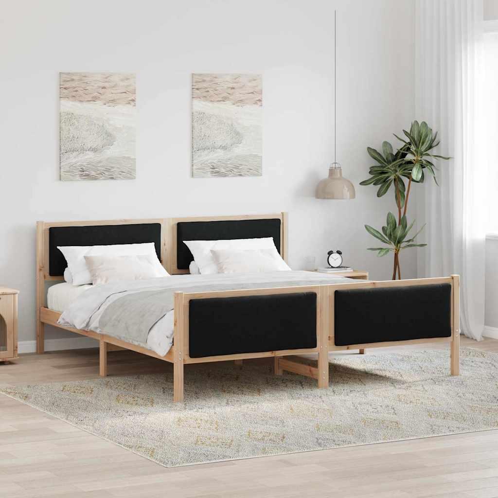 Sengestel med hovedgærde Sort 180 x 200 cm Stof