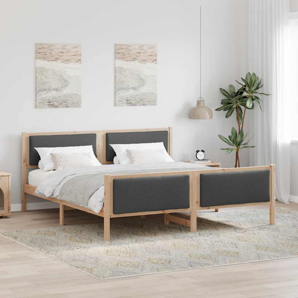 Sengestel med hovedgÃ¦rde MÃ¸rkegrÃ¥ 180 x 200 cm Stof