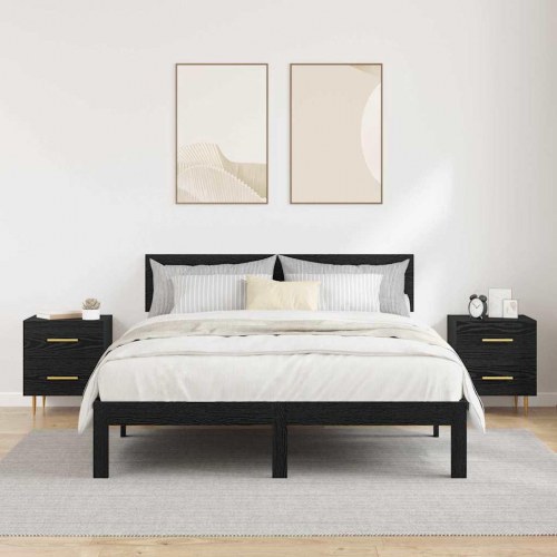 Sengeborde 2 stk. i sort eg med skuffer - 40 x 35 x 47,5 cm