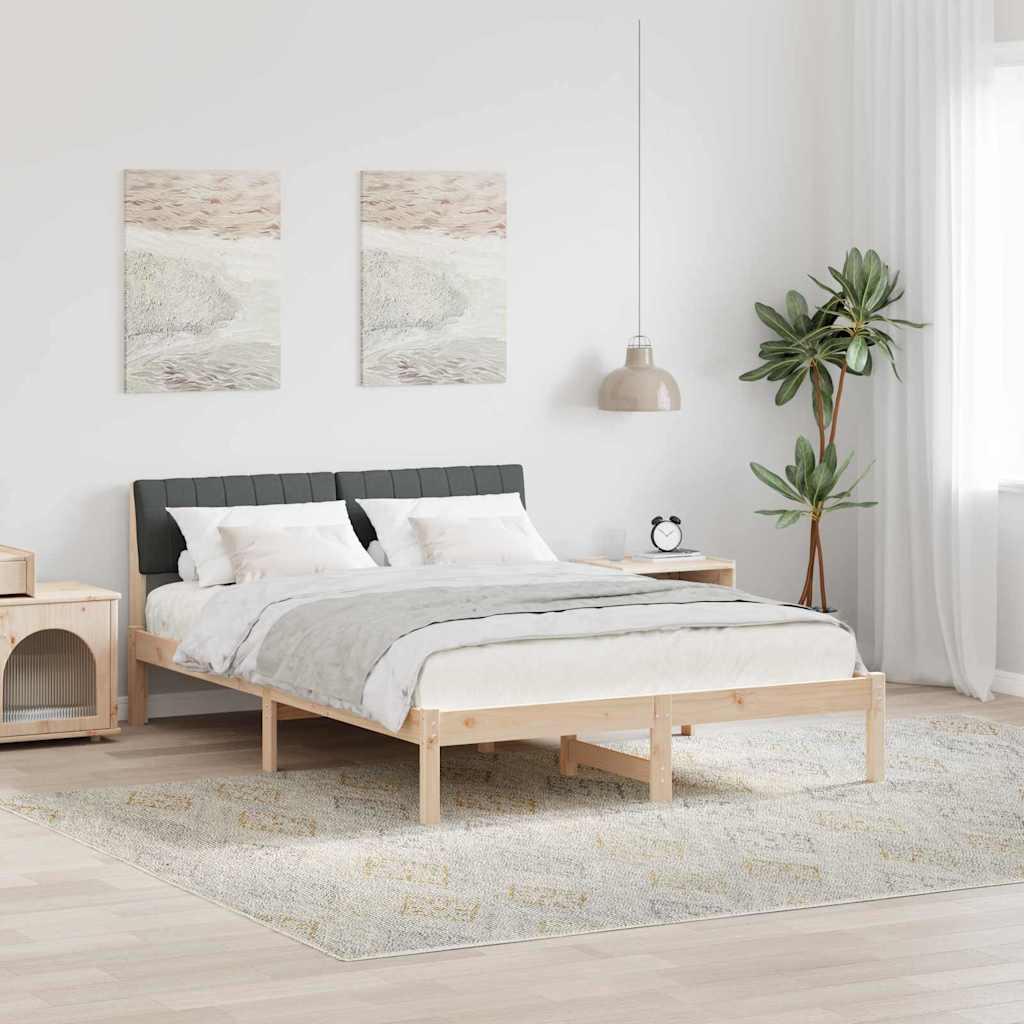 Sengestel brun og mørkegrå 135 x 190 cm Massivt fyrretræ