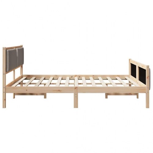 Sengestel med stofhovedgærde 200 x 200 cm - gråbrun