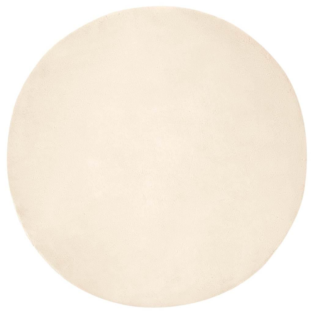 Faux Kanin Pels Tæppe Creme Ø 160 cm Polyester