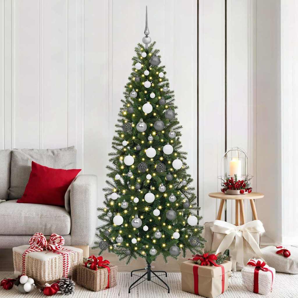 Kunstigt juletræ med 300 LED'er Grøn 180 cm PE og PVC