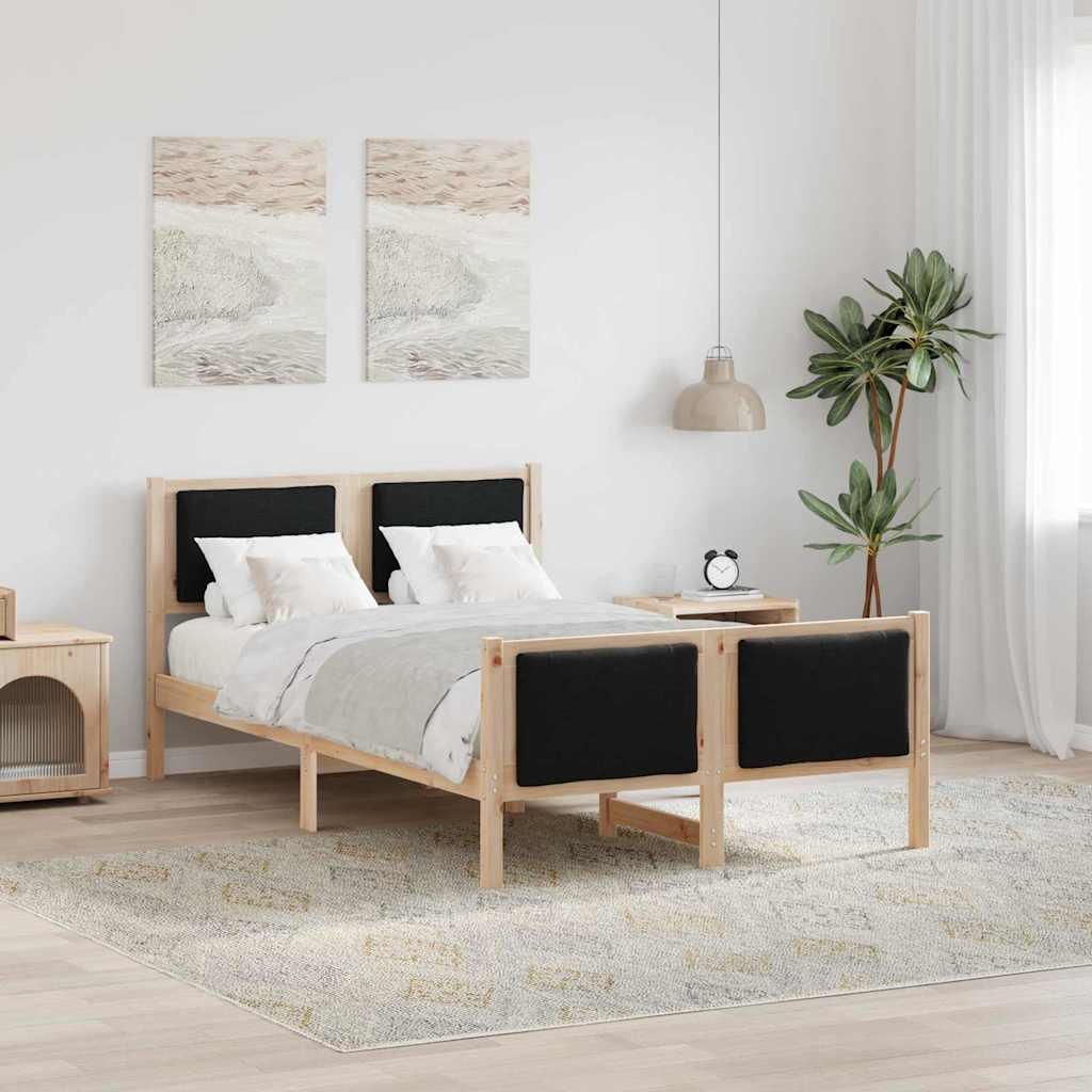 Sengestel med hovedgærde Sort 120 x 200 cm Stof