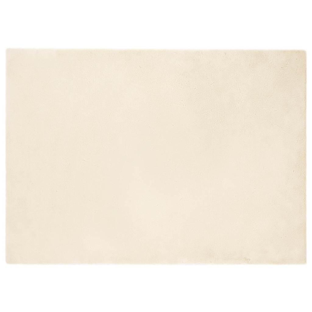 Faux Kanin Pels Tæppe Creme 200 x 280 cm Polyester