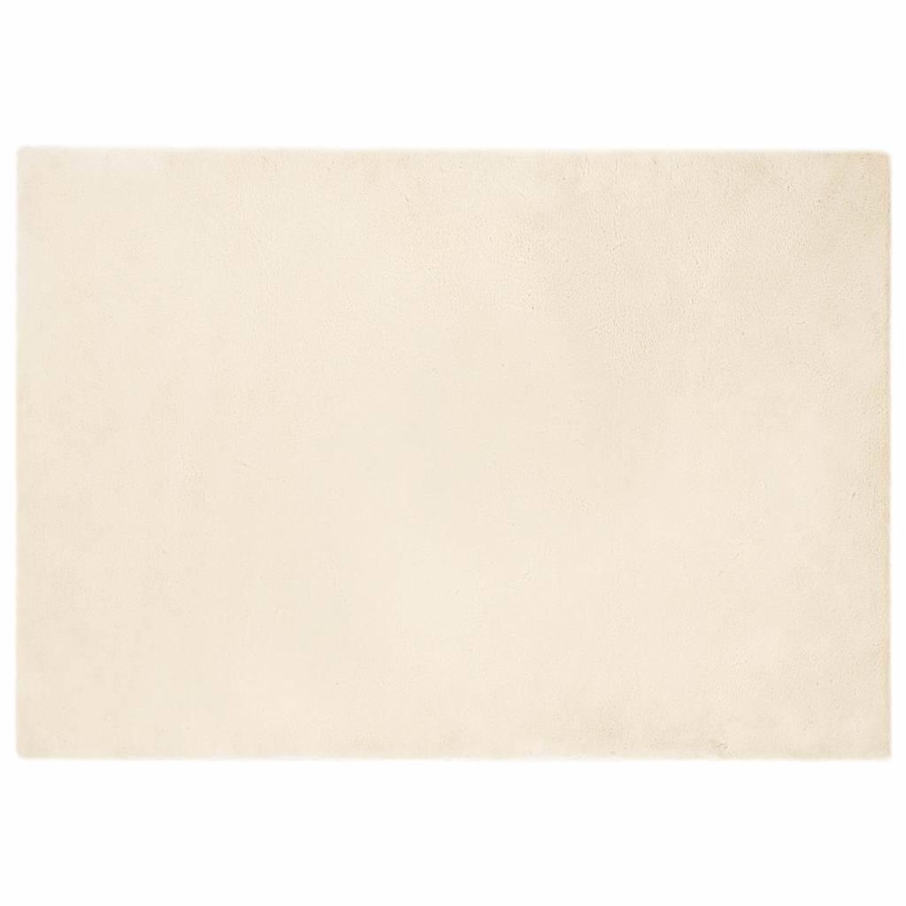 Faux Kanin Pels Tæppe Creme 140 x 200 cm Polyester