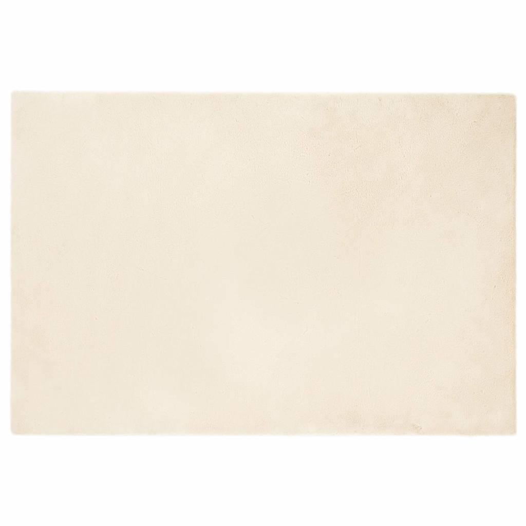 Faux Kanin Pels Tæppe Creme 120 x 170 cm Polyester