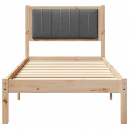 Sengestel med polstret hovedgavl - mørkegrå 75 x 190 cm