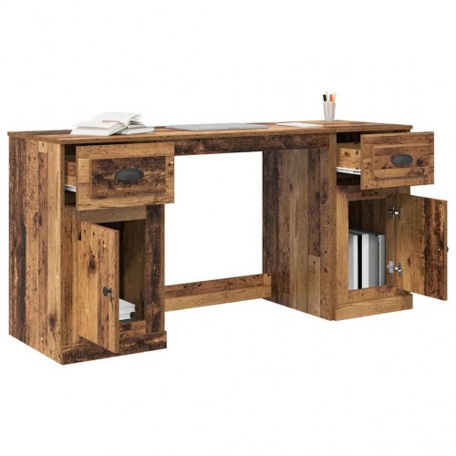 Skrivebord med skab med skuffe Gammelt træ 154,5 x 50 x 75 cm