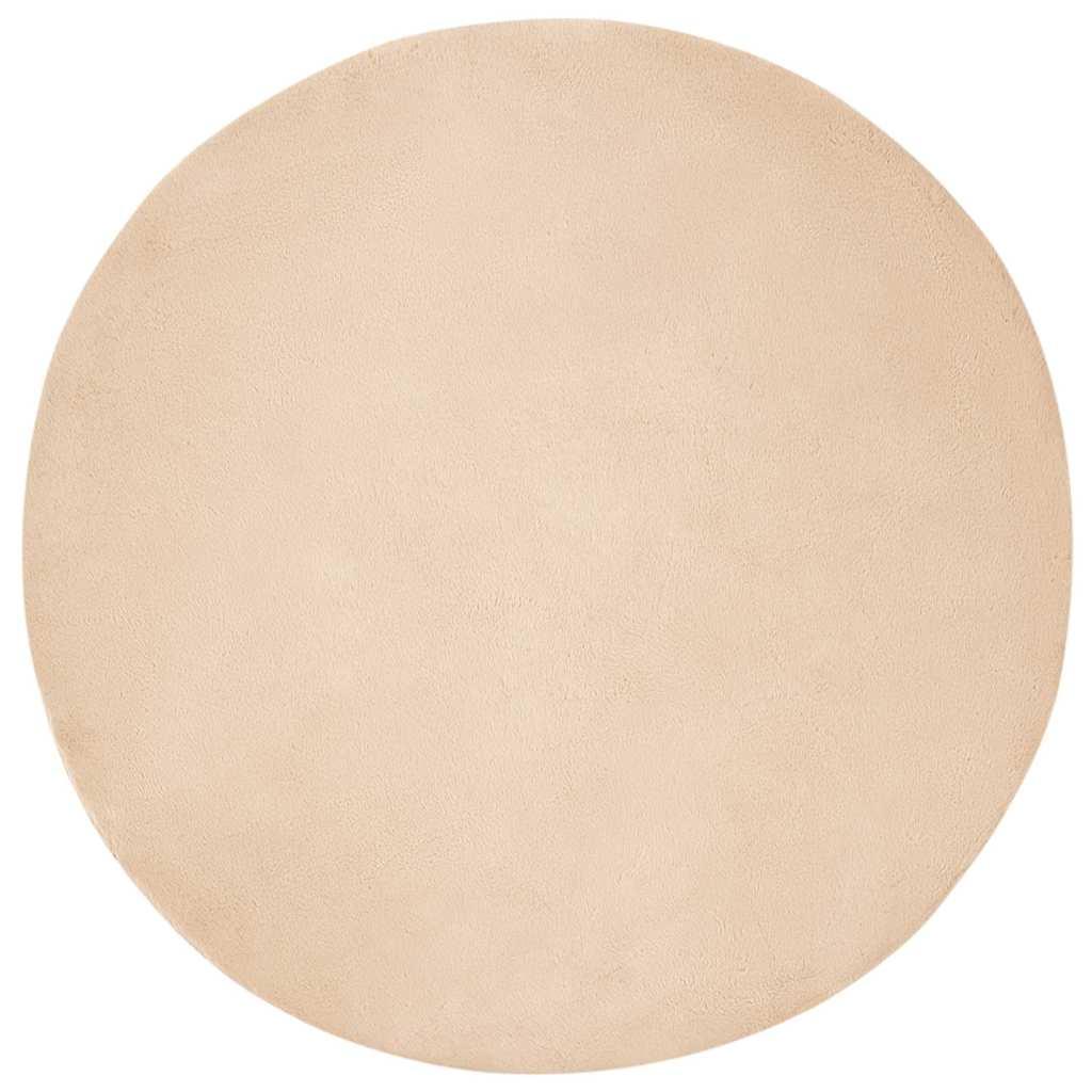 Faux Kanin Pels Tæppe Beige Ø 200 cm Polyester