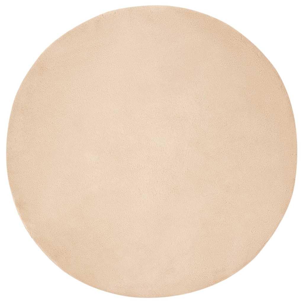 Faux Kanin Pels Tæppe Beige Ø 160 cm Polyester