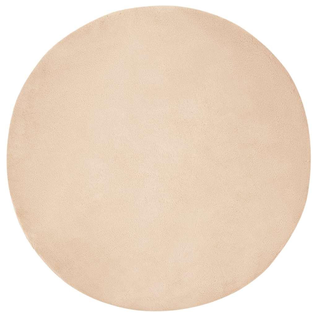 Faux Kanin Pels Tæppe Beige Ø 120 cm Polyester